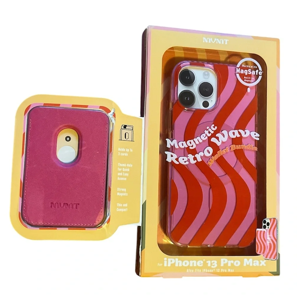 RETRO WAVE WALLET BUNDLE EXTREME PROTECTION CASE. Fits iPhone 12PROMAX/13 PROMAX